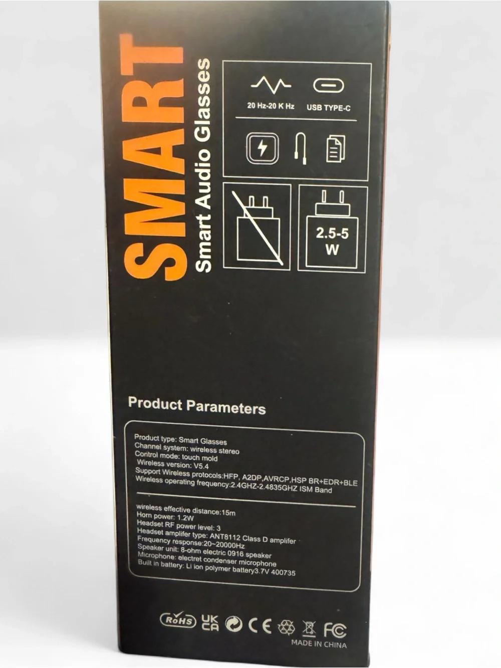 NIB Smart Wireless Audio Glasses - Black & Gold